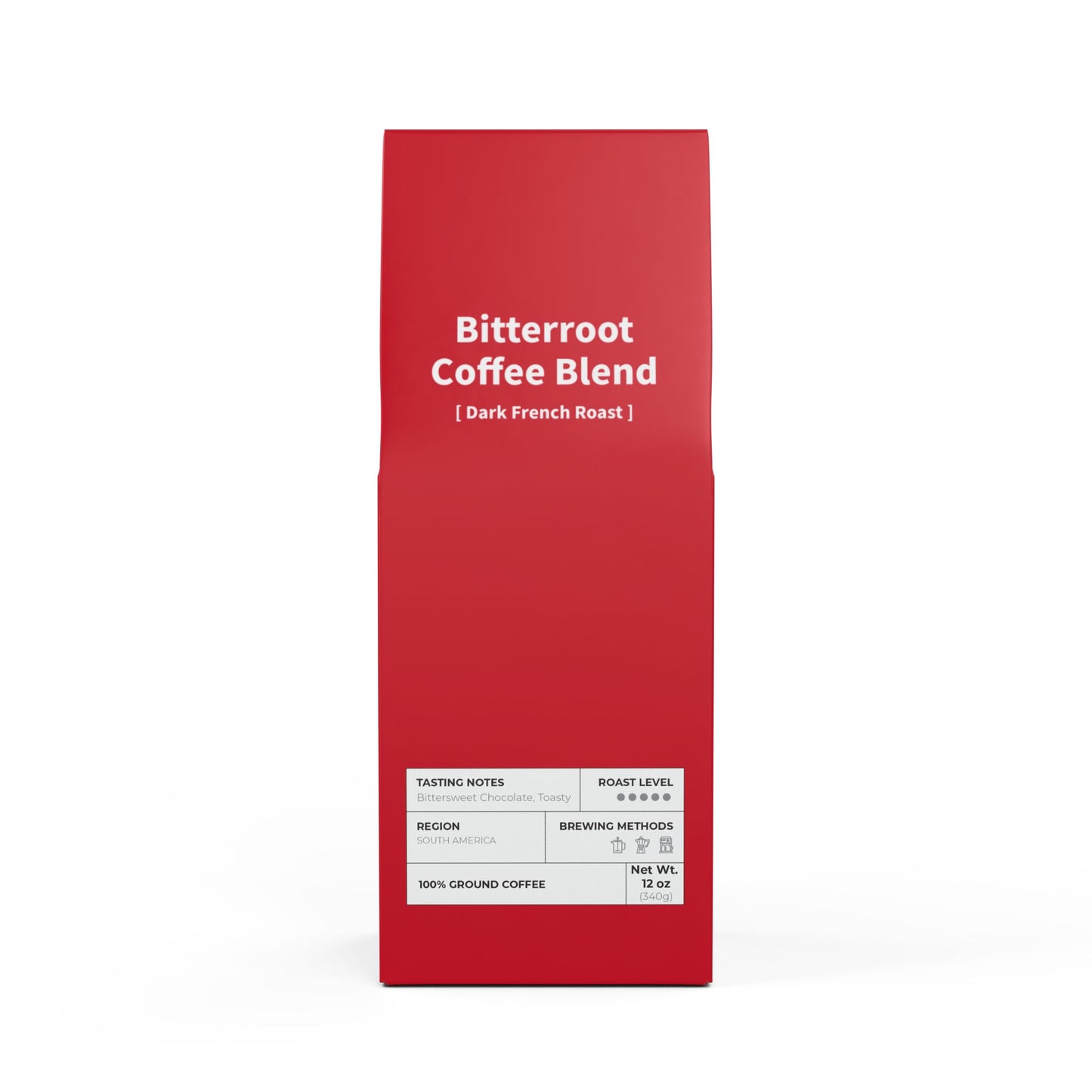 HBS, Bitterroot Coffee Blend (Dark French Roast), Red Package