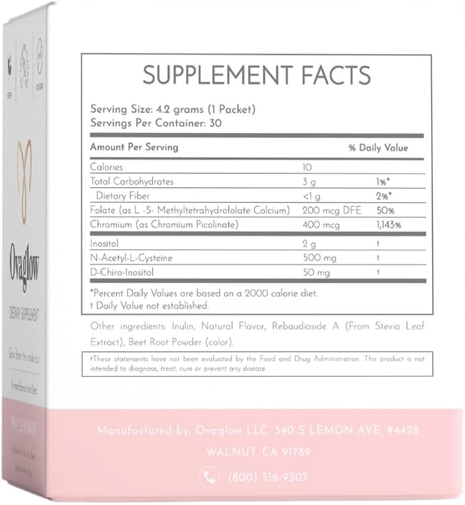 40:1 Ratio Myo Inositol & D-Chiro Inositol Powder Packets with Chromium and Folate - Ovarian Health