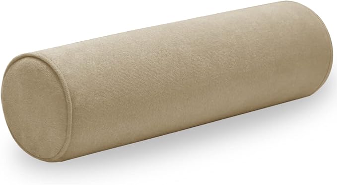 Cylinder Round Memory Foam Support Pillows 24X6 Cervical Neck Roll Pillow with Pillowcase Soft, Comfortable and Breathable for Sleeping, Chair, Car, Sofa,Travel Light Coffee
