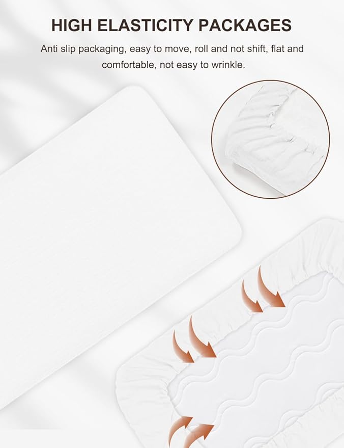 White Bassinet Mattress Cover, Muslin Bassinet Sheets 32"x16" for Rectangle, Oval, Hourglass Bassinet Mattress, Moses Basket Sheets (46B-12)