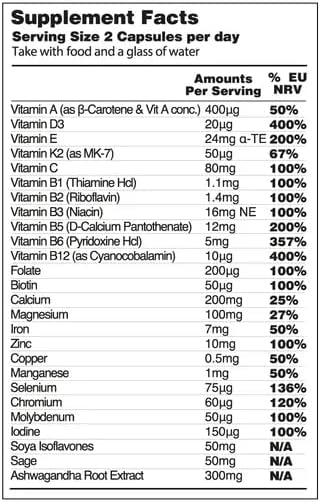 Vegan Menopause Supplements (60 Capsules) — Perimenopause and Menopause Vitamins — Women's Supplements — Perimenopause Supplements for Women — Food Supplement — Menopause Support