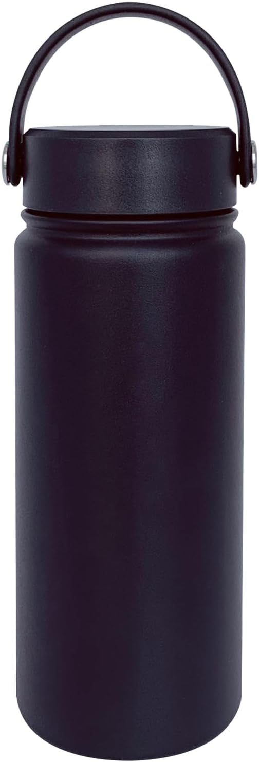 18oz Insulated Water Bottle ,Stainless Steel Sports Water Cup Flask with 2 Lids, Wide Mouth Travel Thermal Mug,Outdoor Sports Bottle(Blue Black)
