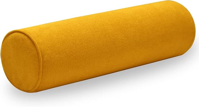 Cylinder Round Memory Foam Support Pillows 24X6 Cervical Neck Roll Pillow with Pillowcase Soft, Comfortable and Breathable for Sleeping, Chair, Car, Sofa,Travel Yellow