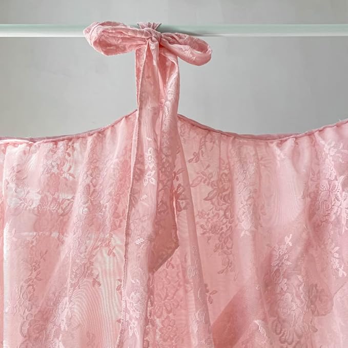 Mengersi Canopy Bed Curtains with Tie Backs,Princess Bed Canopy Curtains Bed Drapes Sheer Curtains for Bedroom Decor(Queen,Pink