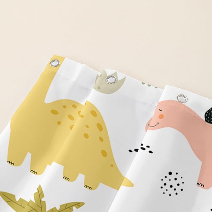 AILONEN Dinosaur Shower Curtain for Kids Boys Girls, Cute Kawaii Dinosaur Bathroom Curtain,Tropic Tree Leaves Printed Bath Curtain 72" W*72" H Polyester Waterproof Bathroom Curtain with 12 Hooks
