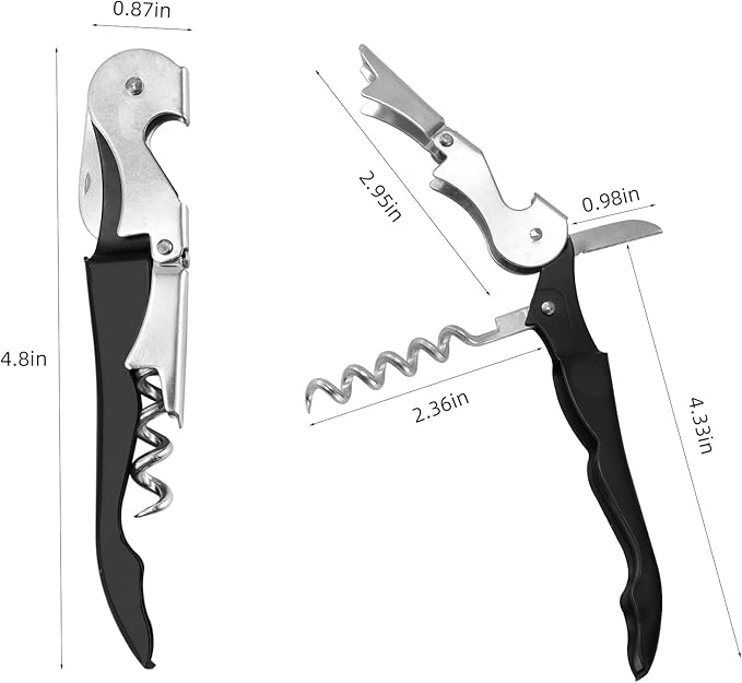 Wine opener,Foldable Server Wine Key,Chef Craft Select Waiters Corkscrew with Foil Cutter and Bottle Opener, Sturdy Stainless-Steel Screw, Stainless Steel/Black.
