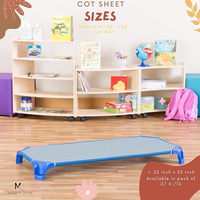 Pack of 12 Cot Sheet for Daycare Preschool Cot Bed -Polyblend Fabric with Corner Elastic Cots Sheets Fits On 22" X 52" Inches Size Toddler and Preschool Daycare Cot Burgundy 22 X 52 Size