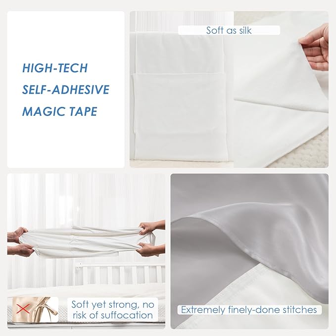 Baby Silk Bassinet Sleeve, 23 Momme Pure Silk Cot Semi Sheet, Adjustable for All Standard Bassinet/Cradle/Cot/Crib Mattress (Light Grey)
