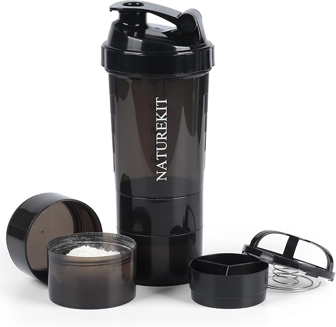 Shaker Bottle,Protein Shaker Bottle, 16 oz GYM Shaker Cup with shaker Ball,Shaker Cups for Protein Shakes, Drink Mixer Bottle with Storage,BAP Free,Leakproof,Black