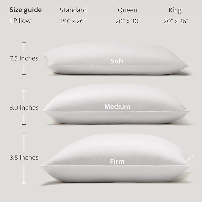 Double Stitch Luxury US White Down Pillow - Made in Canada, 400 Thread Count 100% Cotton Shell, Soft 700 Fill Power Down Bed Pillow, Soft Sleeping Pillow 3-Chamber, Standard(20" x 26") 