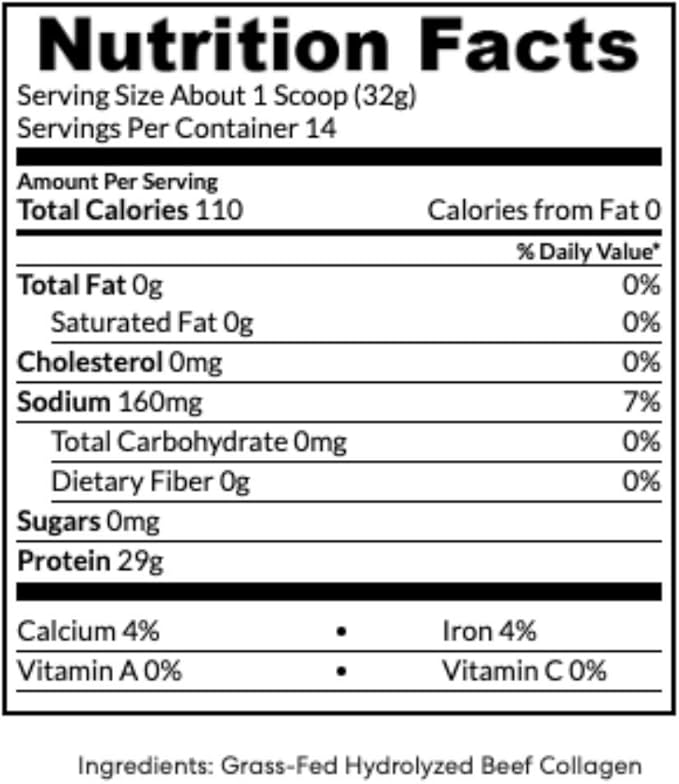 True Nutrition - Hydrolyzed Collagen Powder from Grass Fed Beef - Paleo Friendly, Gluten Free, Soy Free, Dairy Free, Non-GMO, Grass Fed Collagen Peptides Powder - Unflavored - 1LB