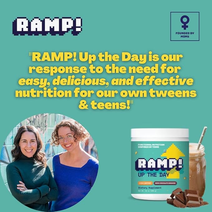 Up The Day | Rich Chocolate Brownie Smoothie-Booster for Ages 10+ | Protein, Fiber, Vitamins for Tweens & Teens | Functional Nutrition to Support Attention, Focus, Mood and Energy | 14oz Tub