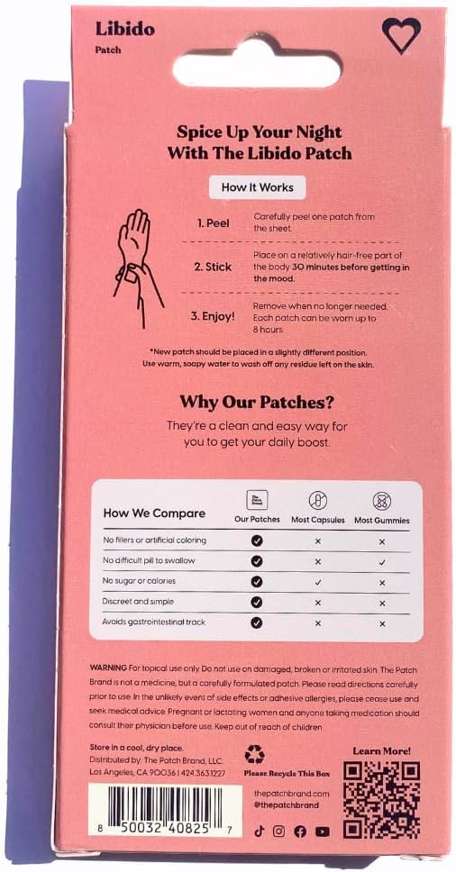 The Patch Brand Libido Patch | Natural Wellness with L-Arginine, Vitamn B6, and Maca