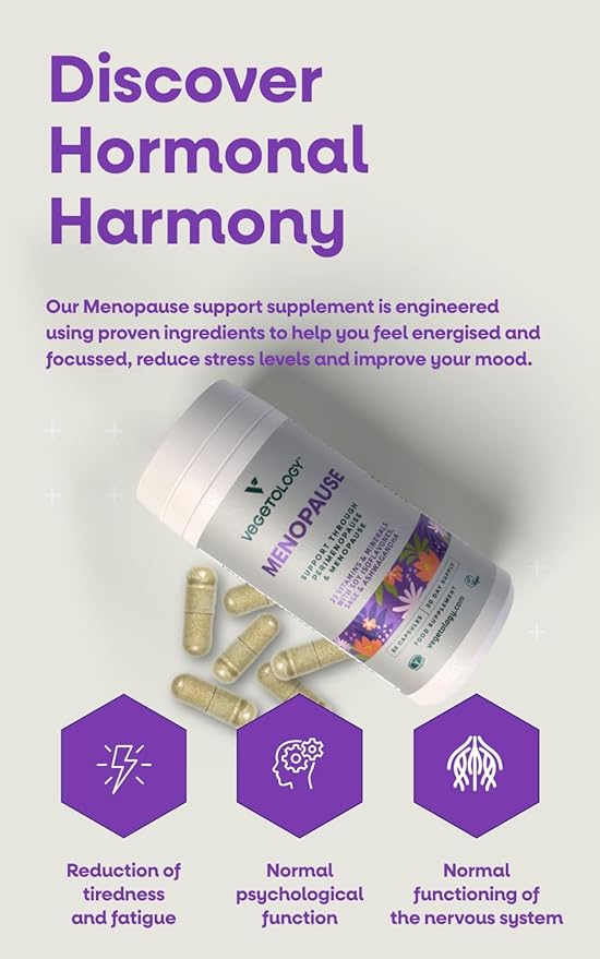 Vegan Menopause Supplements (60 Capsules) — Perimenopause and Menopause Vitamins — Women's Supplements — Perimenopause Supplements for Women — Food Supplement — Menopause Support
