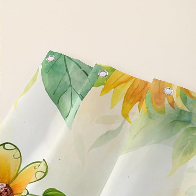 AILONEN Cartoon Green Frog Shower Curtain,Watercolor Sunflower Shower Curtain,Cute Kawaii Frog Curtain for Kids Girls Boys,Yellow Flower Animal Frog Print Waterproof Bath Curtain 36" W x 72" H