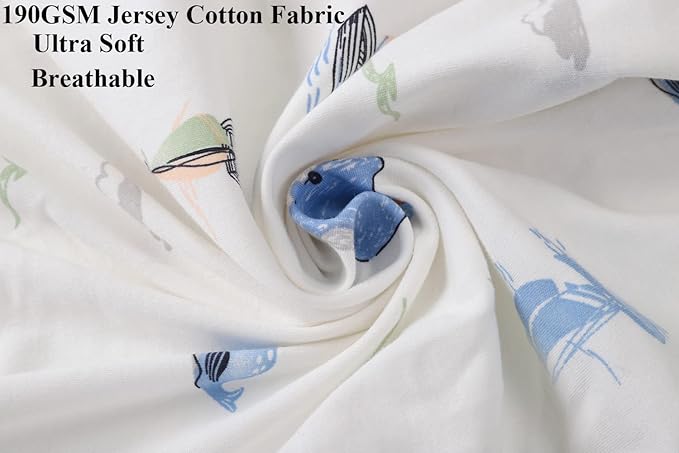 Bassinet Sheets Compatible with Chicco Lullago Anywhere & Baby Bjorn Cradle Bassinet, 2 Pack, 100% Jersey Knit Cotton 190GSM, Ultra Soft Breathable, Dolphin and Whale