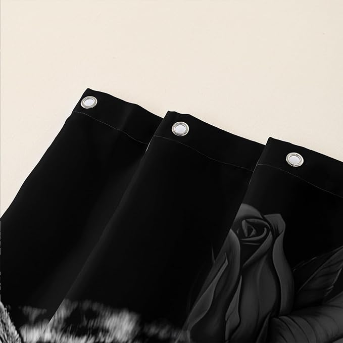 AILONEN Grey Leopard Shower Curtains for Women,Rose Leopard Bath Curtains Gifts for Lover,Polyester Waterproof for Bathroom with 12 Plastic Hooks 72" W*78" H Grey