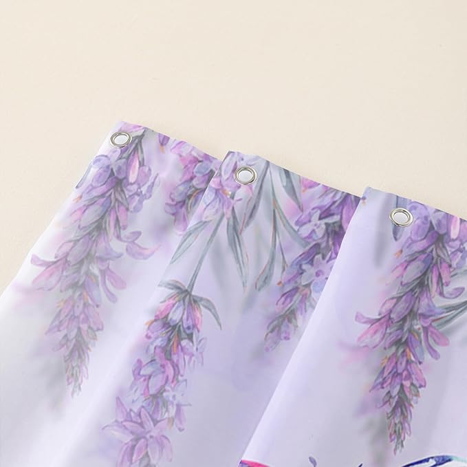 AILONEN Butterfly Shower Curtain for Bathroom, Purple Lavender Bath Curtain Decor,Flower Butterfly Waterproof Shower Curtain with 12 Plastic Hooks (Kids/Girls/Women/Teens) 60" W*72" H