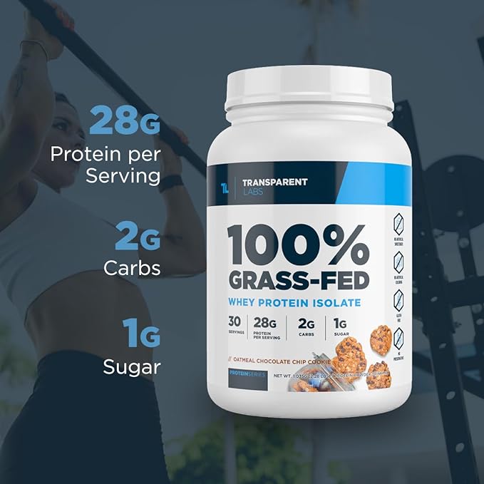 Transparent Labs Grass-Fed Whey Protein Isolate - Natural Flavor, Gluten Free Whey Protein Powder w/ 28g of Protein per Serving & 9 Essential Amino Acids - 30 Servings, Vanilla Peanut Butter