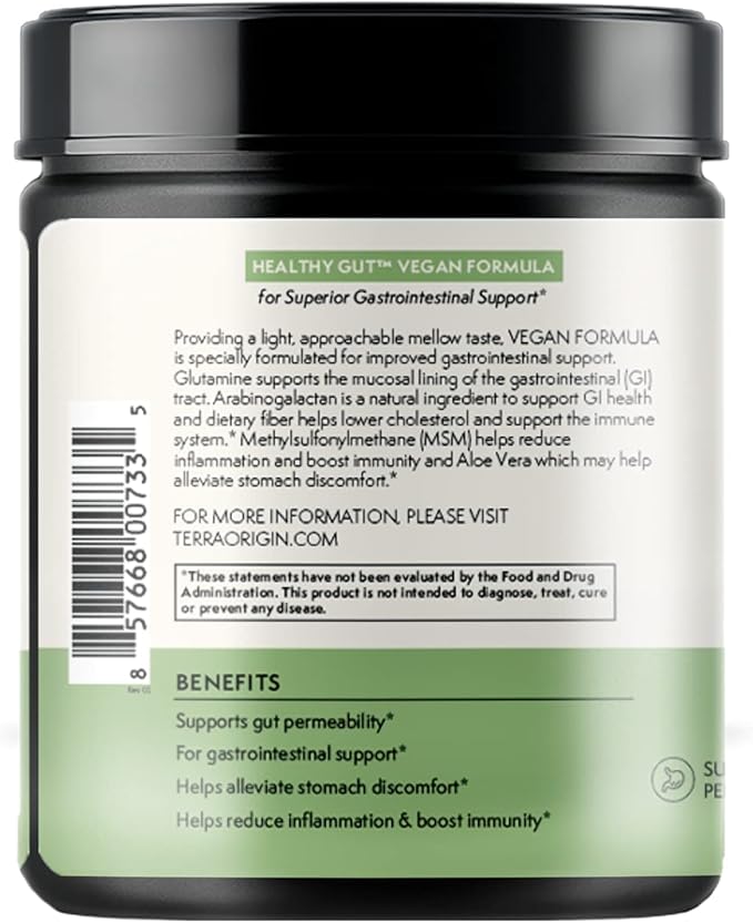 Healthy Gut Vegan Formula | with L-Glutamine and Clinically proven ingrediens | Supports gut permeability, gastrointestinal support, helps alleviate stomach discomfort and boost immunity*