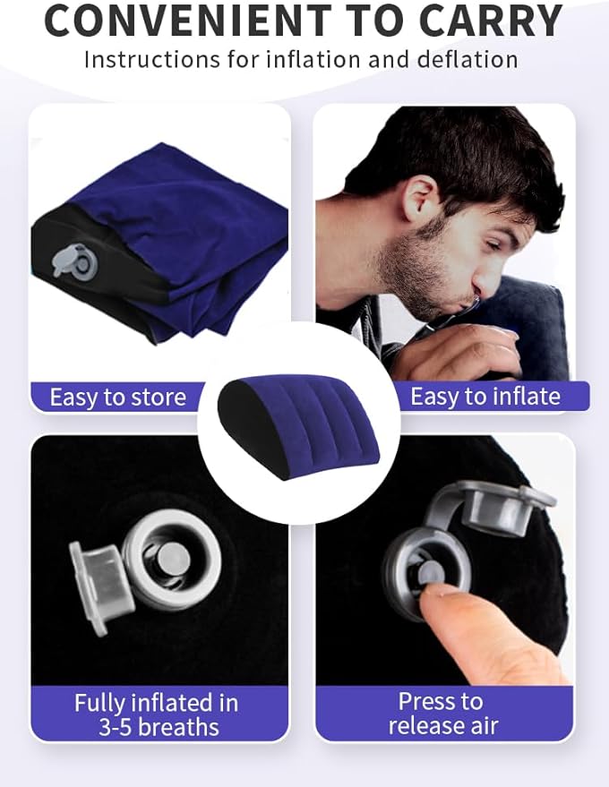 Portable Wedge Pillow Inflatable Cushion - Body Positioners for Legs and Back Support for Sleeping,Reading and Rest,Use in Bed, Travel, Camping Or Office,Fast Inflating Deflation