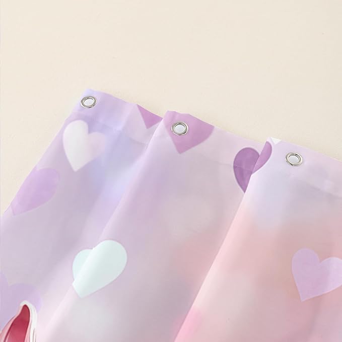 AILONEN Kawaii Llama Shower Curtain for Kids Girls,Watercolor Llama Alpaca Theme Bath Curtain,Boho Llama Hearts Print Pink Shower Curtain Waterproof for Bathroom with 12 Plastic Hooks, 72" W*84" H