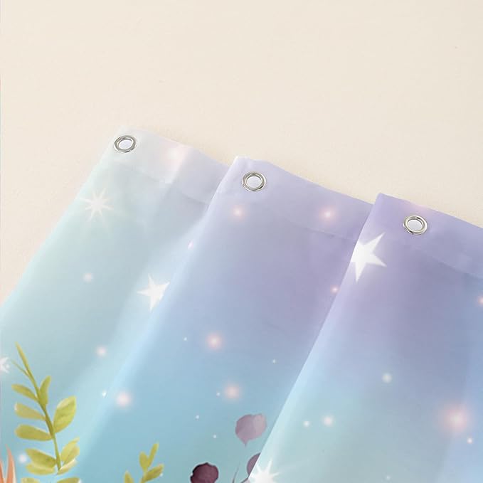 AILONEN Kawaii Cat Shower Curtains,Pink Sky Flora Cat Bath Curtains Gifts for Cat Lover,Cartoon Cat Curtains,Polyester Waterproof with 12 Plastic Hooks 72" W*72" H