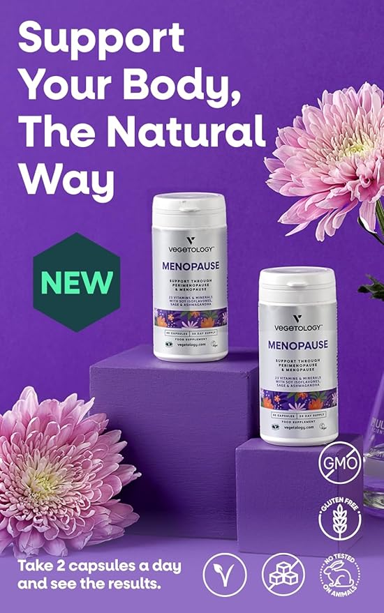 Vegan Menopause Supplements (60 Capsules) — Perimenopause and Menopause Vitamins — Women's Supplements — Perimenopause Supplements for Women — Food Supplement — Menopause Support