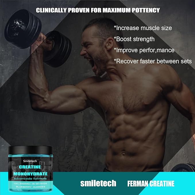 5g of Creatine Monohydrate,Creatine Gummy for Men & Women,Muscle Strength,Energy Boost,Pre-Workout Supplement,120 Gummies