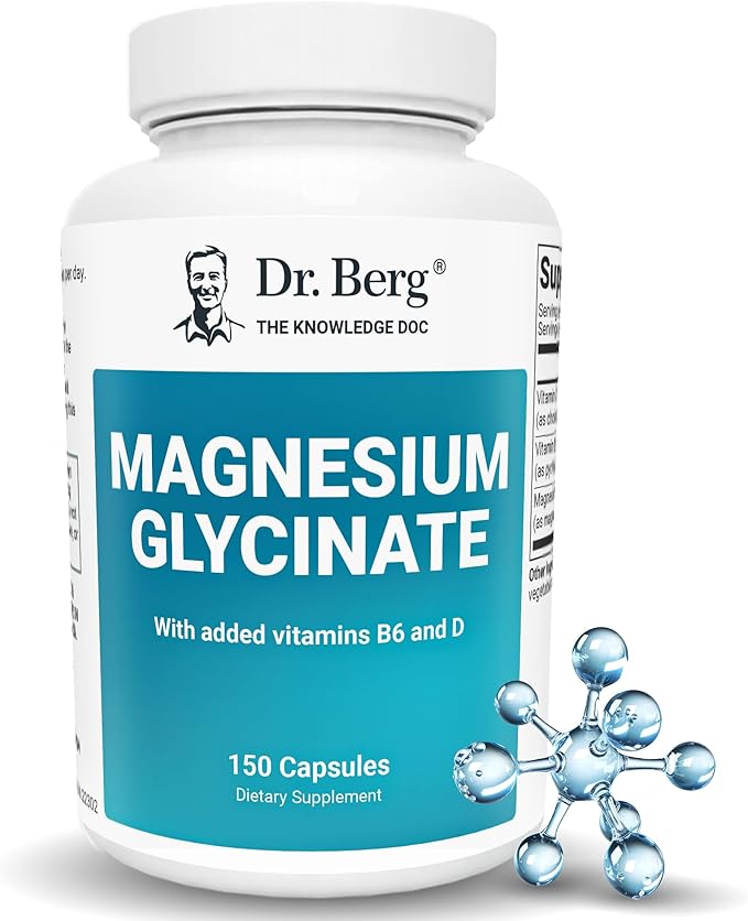 Dr. Berg Maximum Strength 4-in-1 Chelated Magnesium Glycinate with Clean, Potent & Pure Ingredients | 4X Lab-Tested & Verified | USA Formulated Magnesium Supplement Capsules | 150 Capsules