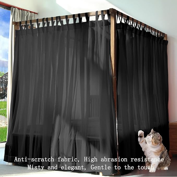 AIKASY Canopy Bed Board with Top and Self-Adhesive Velcro Strips, White Gauze Princess Bed Canopy Curtain Tent, Creating a Romantic Atmosphere in The Room(Twin,Black)