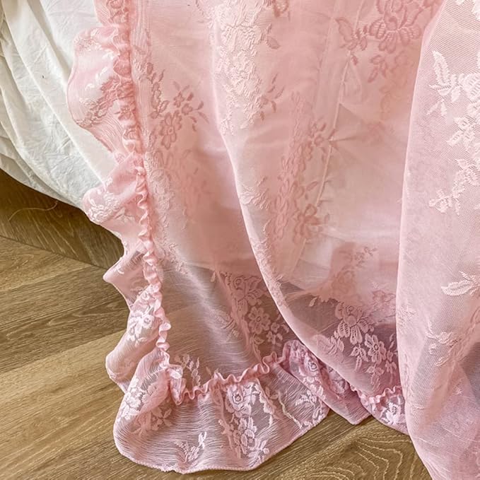 Mengersi Canopy Bed Curtains with Tie Backs,Princess Bed Canopy Curtains Bed Drapes Sheer Curtains for Bedroom Decor(Full,Pink