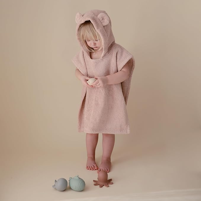 mushie Poncho Towel for Toddlers and Kids (Blush) | Organic Terry Cotton | Ages 1-3 Years
