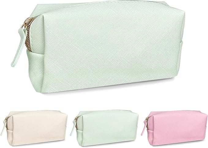 Leather Makeup Bag Set - Womens Small Cosmetic Bag for Purse with Pencils, Large Black Relavel Makeup Bag for Purse - Perfect for Travel and Daily Use