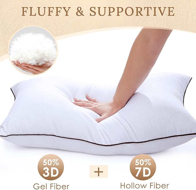 HUXMEYSON King Size Pillows Set of 4, Cooling and Down Alternative Bed Pillows Set of 4, Supportive Luxury Hotel Pillows for Sleeping,King Pillows Set of 4 for Side and Back Sleepers
