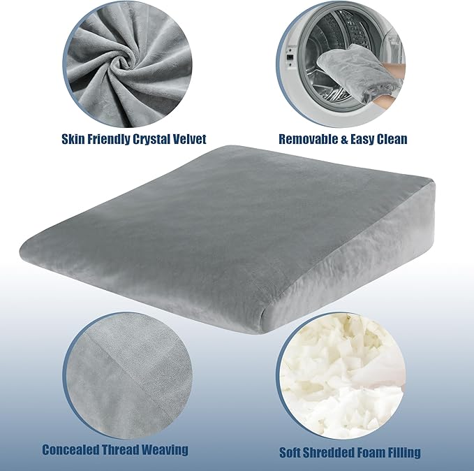 MABAZOO Adjustable Bed Wedge Pillow for Sleeping,Leg Elevation Pillow, Memory Foam Pillow for Post Surgery for Post, Back Support, Leg Elevation, Gerd Acid Reflux, Snoring