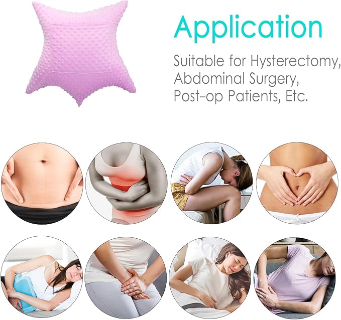 Heart Surgery Pillow Shock Absorbing for Open Heart Surgery After Bypass Coughing with 2 Pockets - Recovery Gifts with Hands Placement Pouch, Minky Dot Lavender