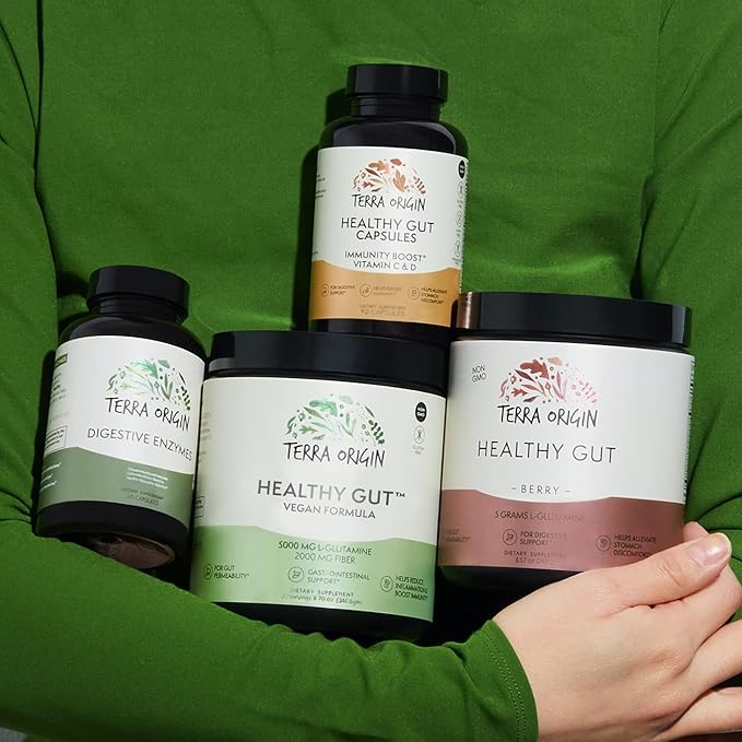 Healthy Gut Vegan Formula | with L-Glutamine and Clinically proven ingrediens | Supports gut permeability, gastrointestinal support, helps alleviate stomach discomfort and boost immunity*