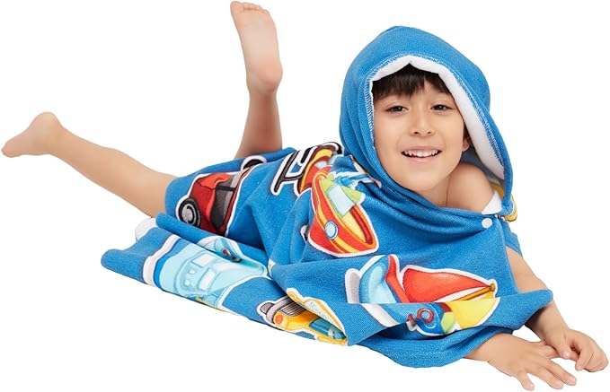Hooded Towel for Toddlers 2-10 Years Boys Girls Kids Bath Pool Beach Towel Wrap Soft Absorbent Beach Poncho(Cars)