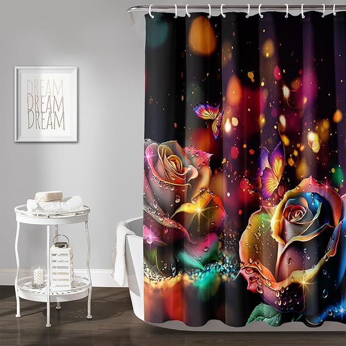 AILONEN Colorful Skull Shower Curtain for Bathroom Decor,Gradient Mushroom Skull Bath Curtain for Kids Boys Girls,Print Polyester Waterproof with 12 Plastic Hooks 72" W*78" H