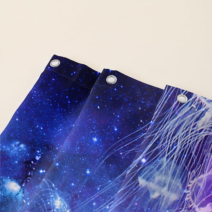 AILONEN 3D Whale Shower Curtains,Purple Galaxy Bath Curtains,Ocean Jellyfish Curtains for Kids Girls,Polyester Waterproof for Bathroom with 12 Hooks,72" W*78" H Purple