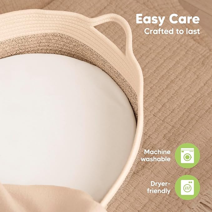2-Pack Baby Bassinet Sheets Girl, Boy - Viscose Derived from Bamboo Fitted Bassinet Sheets Compatible with Halo Bassinest Swivel Sleeper, Baby Delight,Graco Bedside Bassinet Mattress Sheet(Soft White)