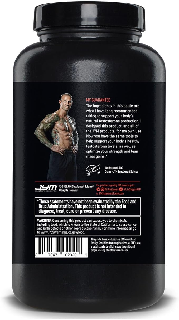 Alpha JYM Testosterone Support | Male Vitality, Hormone Optimization, Ashwagandha, Fenugreek, Eurycoma, Damiana, Quercetin, DIM | JYM Supplemental Science | 180 Vegetarian Capsules