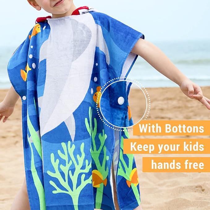 Kids Hooded Towel Bath Beach Soft Cotton Towels Girls Absorbent Pool Wrap with Hood Baby Toddler Poncho Robe(Ballerina,3-4Years/Height:33"-43")