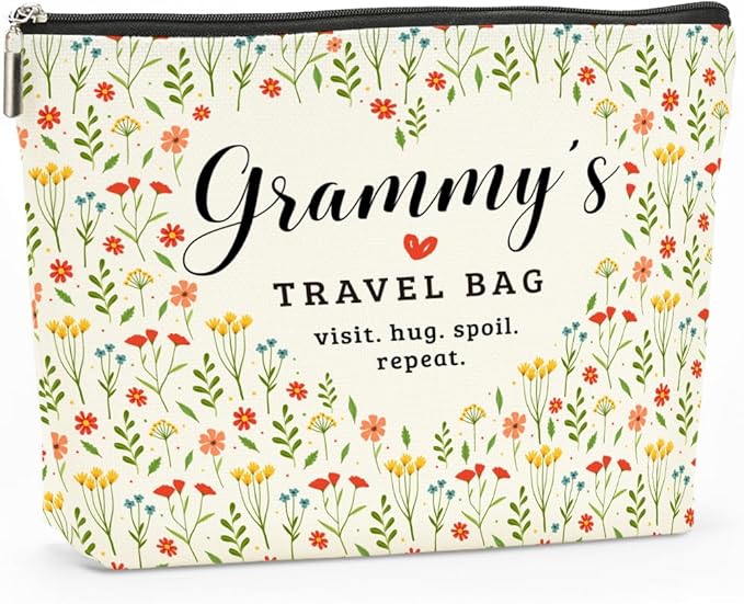 Grammy's Travel Bag Mothers Day Makeup Bag Grandma Gifts Grandma Birthday Gifts Funny Coloful Floral Cosmetic Bag for Women Nana Gigi Mimi Nanny Granny Mom Chirstmas Appreciation Retirement Gifts
