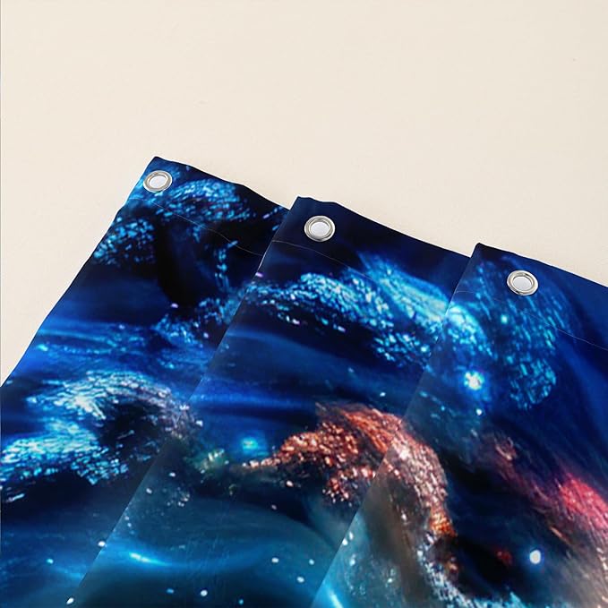 AILONEN 3D Wolf Shower Curtain for Bathroom,Blue Space Galaxy Starry Clouds Wolf Printed Bath Curtain,Boys Teen Kids Wild Animal Wolf Decoration Shower Curtain Waterproof 72" W*84" H