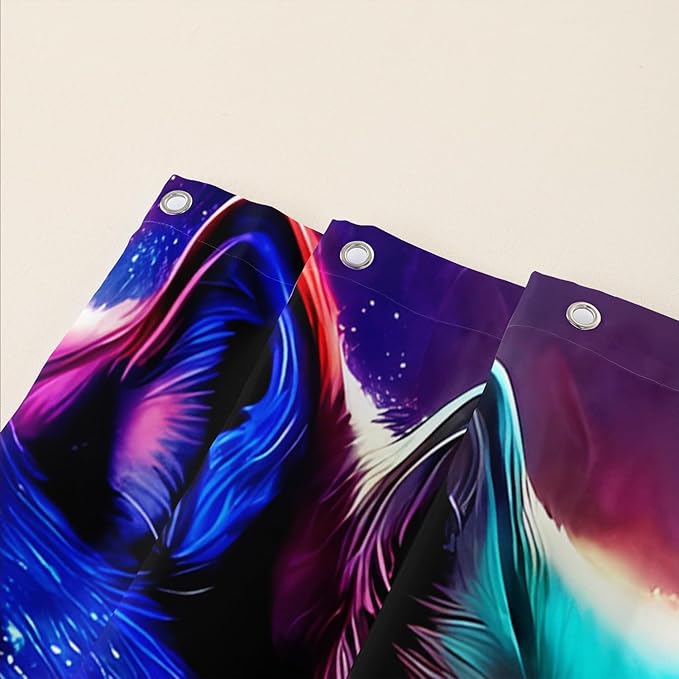 AILONEN Wolf Shower Curtain,Evening Howling Wolf Bath Curtain for Bathroom Decor,Wildlife Shower Curtain for Teens,Polyester Waterproof with 12 Plastic Hooks 60" W*72" H