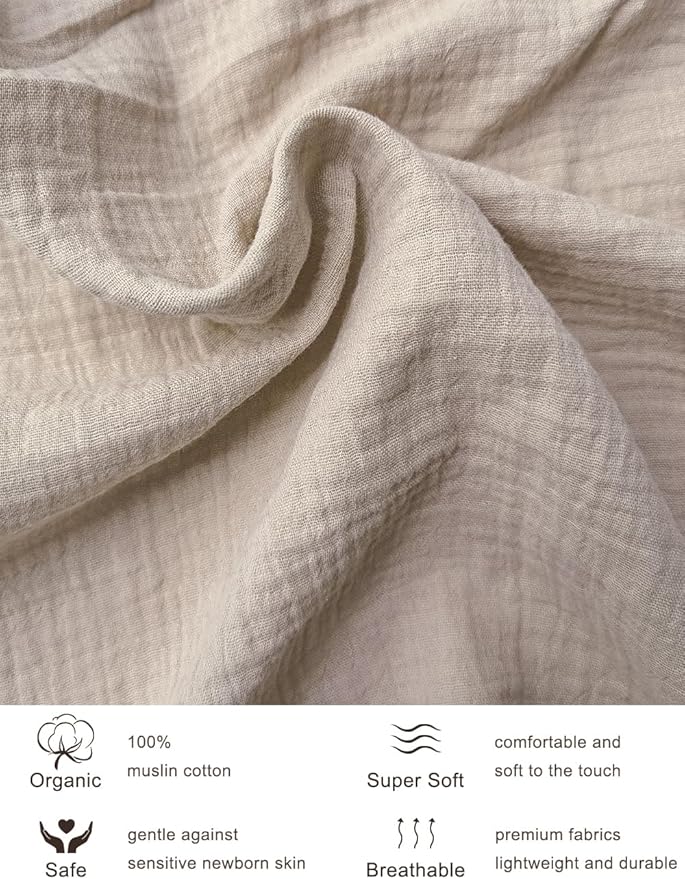 Khaki Bassinet Mattress Sheets, Muslin Bassinet Sheet 32"x16" for Rectangle, Oval, Hourglass Bassinet Mattress, Moses Basket Sheets (46B-08)