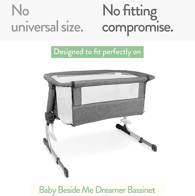 Bassinet Fitted Sheets 33x20 for Baby Beside Dreamer Bassinet & Bedside Sleeper – Snuggly Soft 100% Jersey Cotton – Light + Dark Grey – 2 Pack