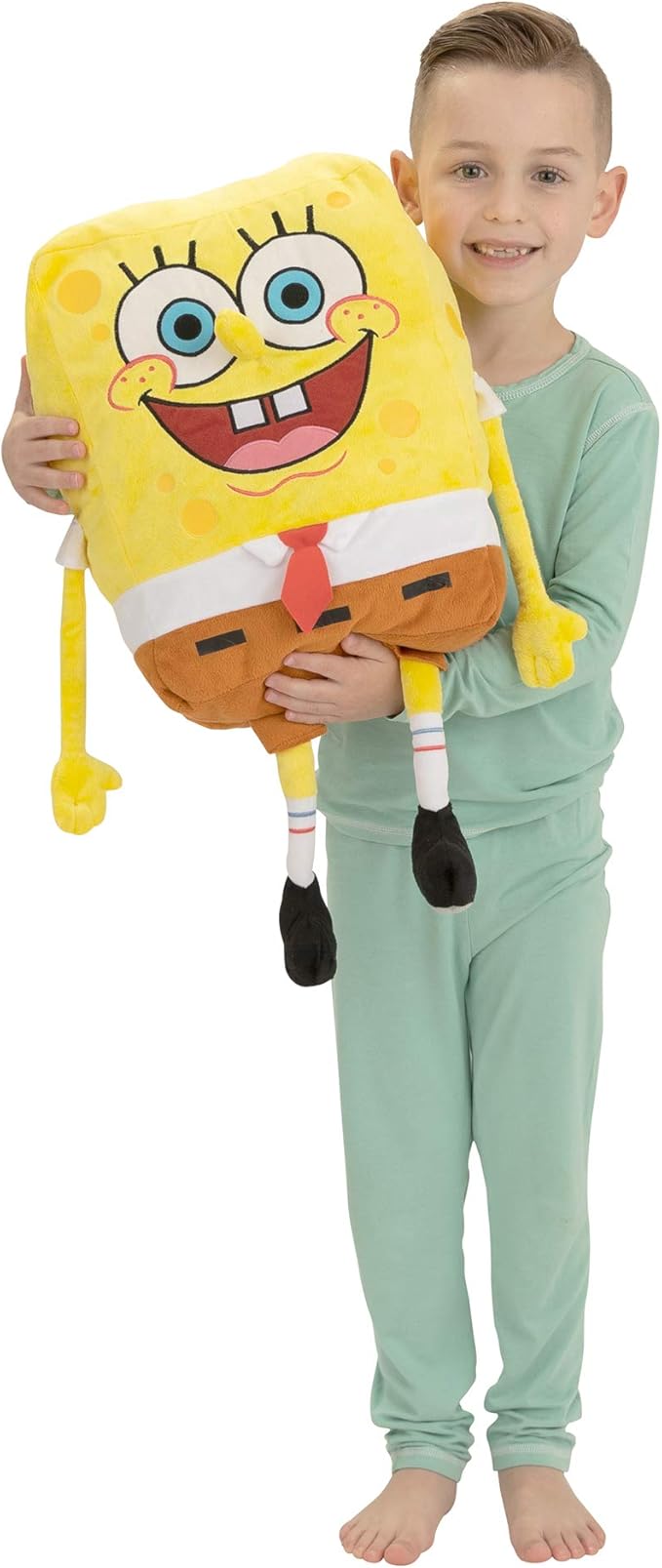 Franco Spongebob Kids Bedding Super Soft Plush Cuddle Pillow Buddy, One Size Kids Bedding Super Soft Microfiber Reversible Pillowcase, 20 in x 30 in, Spongebob Squarepants